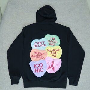 Jeffree Star Limited Edition Valentines Candy Hearts Hoodie Size Small Black LE
